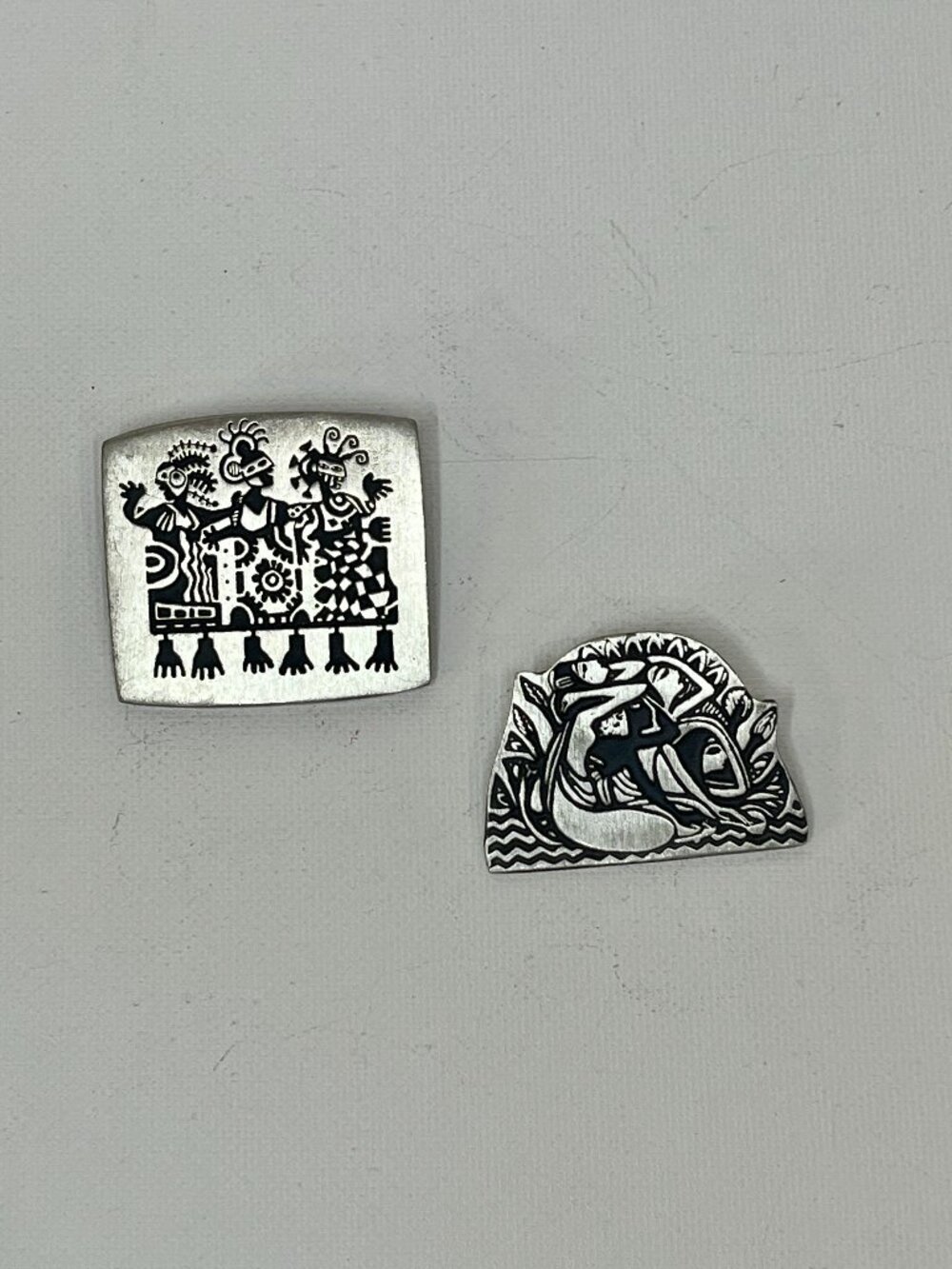 Vintage Southwest Silver-Plated Brooches